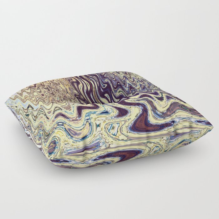 Purple And Yellow Fluid Paint Floor Pillow