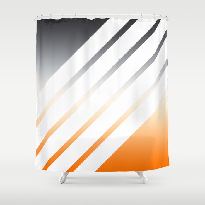 White Striped Gradient Shower Curtain