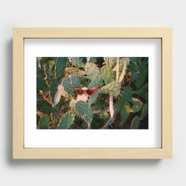 Red Sunglasses & Cactus  Recessed Framed Print