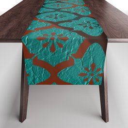 Red and Teal Pattern Table Runner