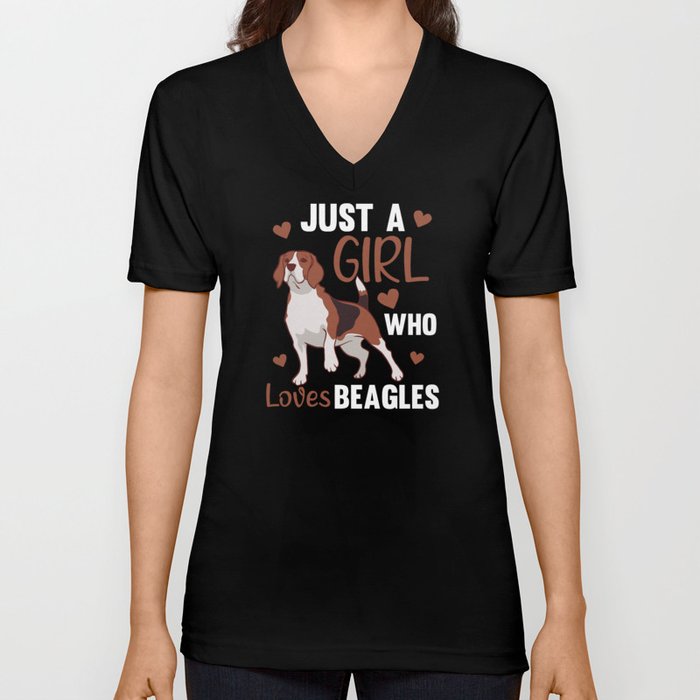 Just A Girl who Loves Beagles - Sweet Beagle Dog V Neck T Shirt