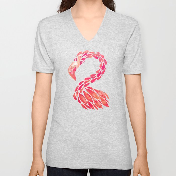 Miami Flamingo – Pink Ombré V Neck T Shirt