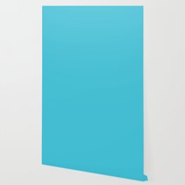 Bright Turquoise Simple Solid Color All Over Print Wallpaper
