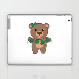 Bear With Shamrocks Cute Animals For Luck Laptop Skin