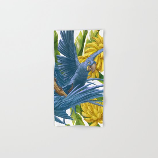 Hyacinth macaws and bananas Stravaganza. Hand & Bath Towel