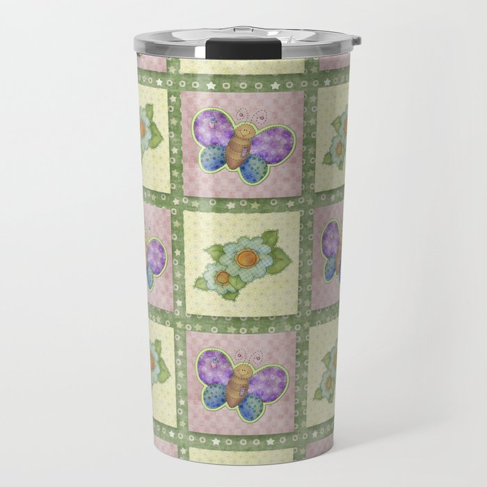 Butterfly Country Patchwork Travel Mug