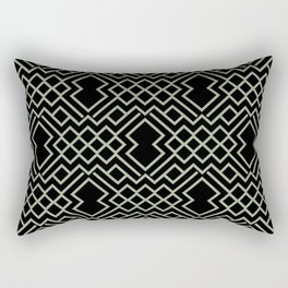 Black and Green Modern Abstract Geometric Shape Pattern Pairs Dulux 2022 Popular Colour Bamboo Stem Rectangular Pillow
