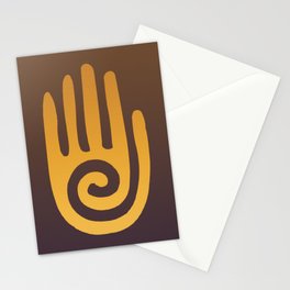Spiral Hand Symbol - Ochre on Purple and Brown Gradient Background Stationery Card