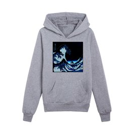 the Great Wave blue Kids Pullover Hoodies