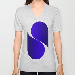 Minimalist Abstract Shapes 28 in Blue V Neck T Shirt