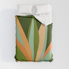 Colorful Agave Painted Cactus Illustration Duvet Cover