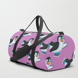 Cute penguin ice skating happily   Duffle Bag