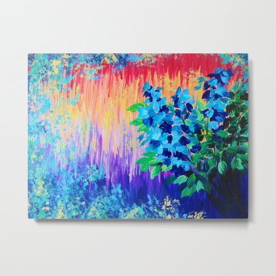 SHADES OF BEAUTIFUL - Stunning Bright BOLD Rainbow Ombre Pattern Blue Floral Hyacinth Nature Autumn Metal Print