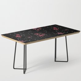 Pink flowers and dots pattern on black background Coffee Table