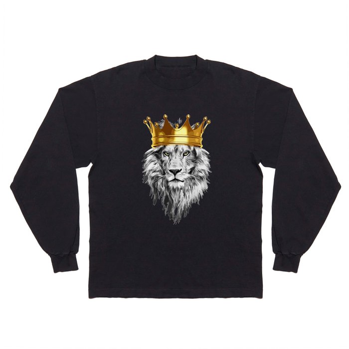 lion with a crown power king Long Sleeve T Shirt