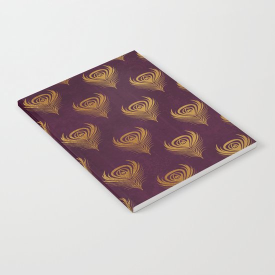 Purple gold peacock feather Notebook