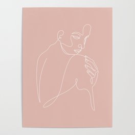 sleep woman line pink Poster