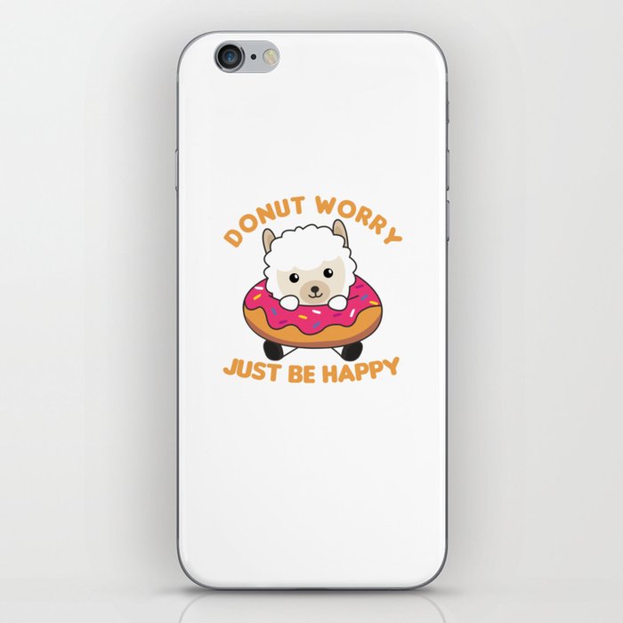 Cute Alpaca Funny Animals In Donut Pink iPhone Skin