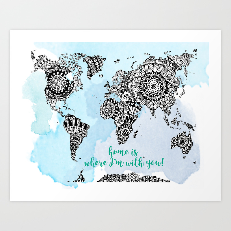 World Map Print Adventurer Gift Travel Art World Map Poster Art Print By Bananapancakesinc Society6
