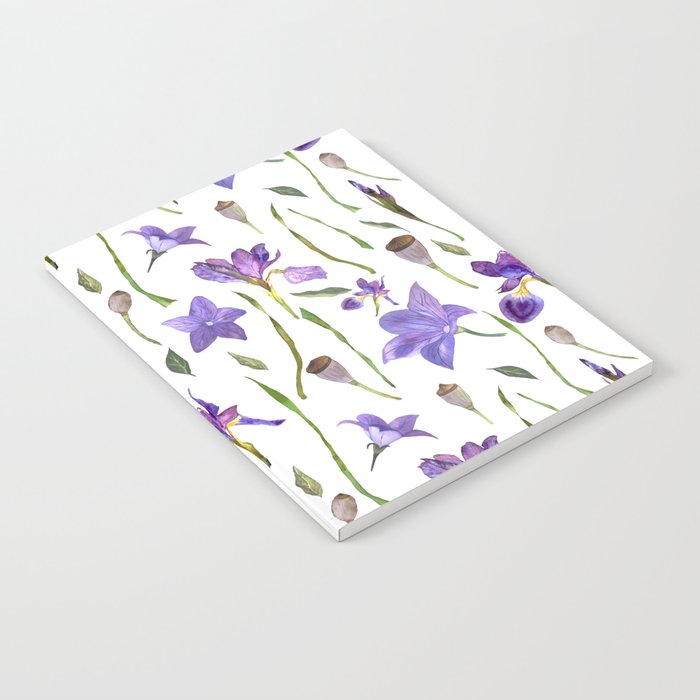 purple iris watercolor pattern Notebook