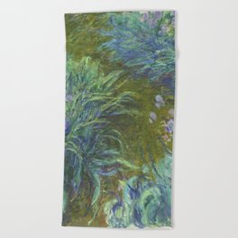 Irises by Claude Monet Beach Towel