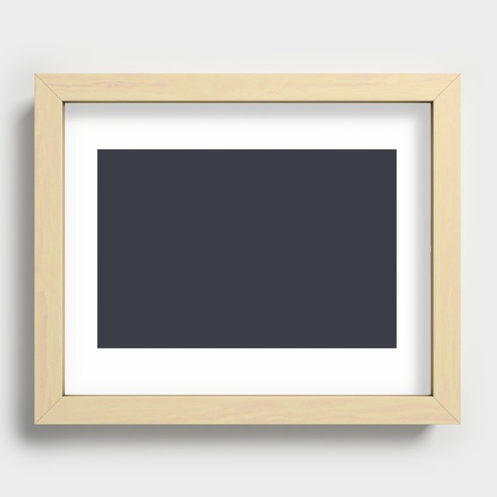 Dark Gray Blue Solid Color Pantone Sky Captain 19-3922 TCX Shades of Black Hues Recessed Framed Print