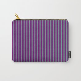 [ Thumbnail: Sea Green and Purple Colored Striped/Lined Pattern Carry-All Pouch ]