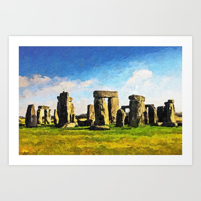 Stonehenge Acrylic Palette Knife Paint On Canvas Art Print By