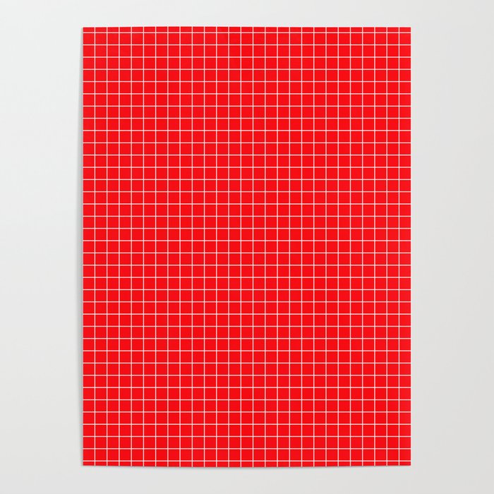 Red Grid White Line Poster