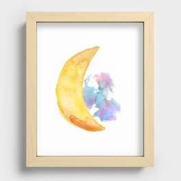 Watercolor moon Recessed Framed Print