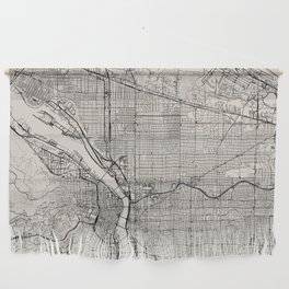 Portland City Map - Black and White Wall Hanging
