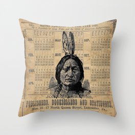 Sitting Bull Native American Chief  Throw Pillow