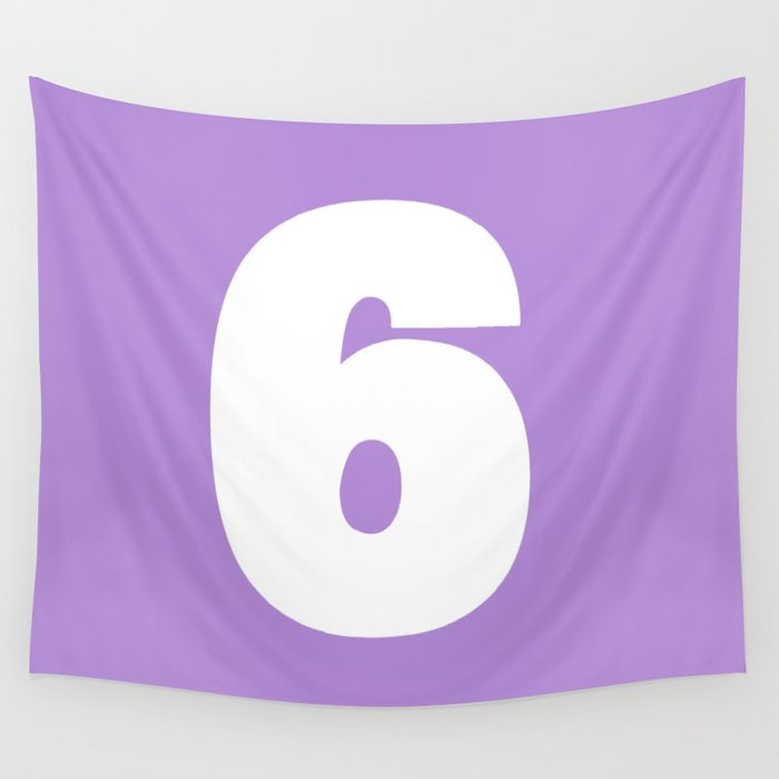 6 (White & Lavender Number) Wall Tapestry