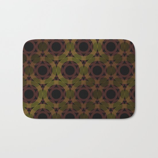 Beaded Circles Maroon and Gold Bath Mat