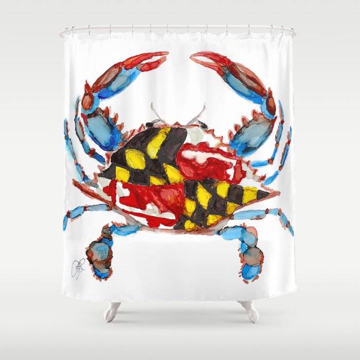 Maryland Blue Crab Shower Curtain by Lori Bellavia