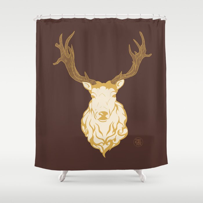 Chocolate Stag Shower Curtain