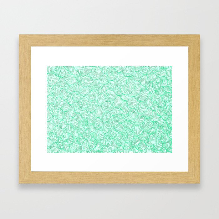 waves / green Framed Art Print