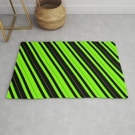 [ Thumbnail: Green & Black Colored Striped/Lined Pattern Rug ]