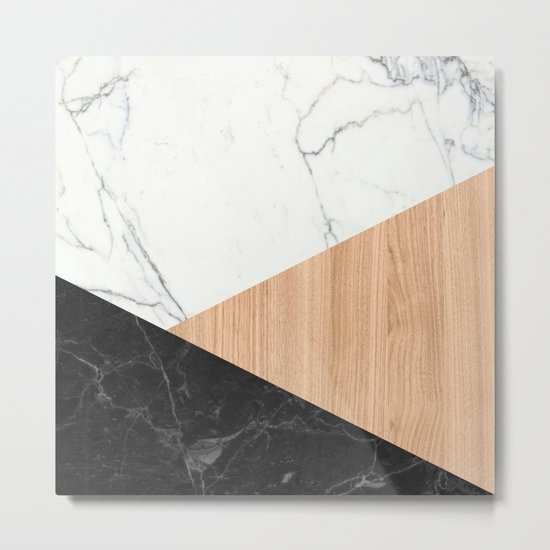 Marble and Wood Abstract Metal Print
