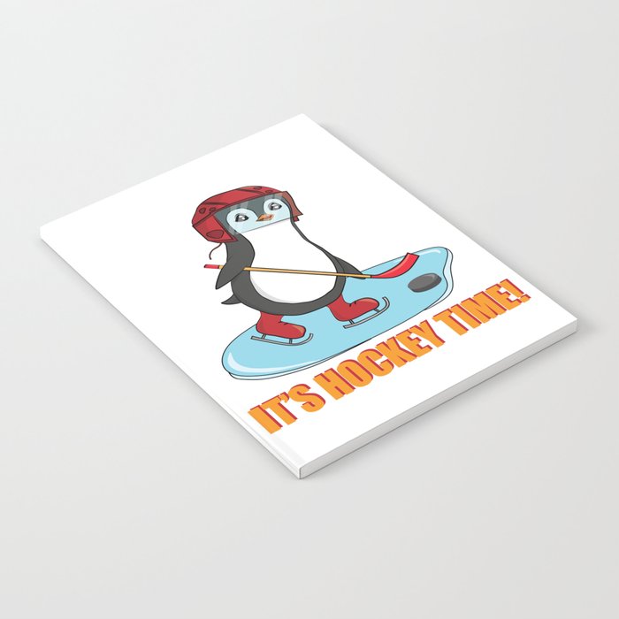 It's Hockey Time Cute Penguin Playing Ice Hockey Notebook