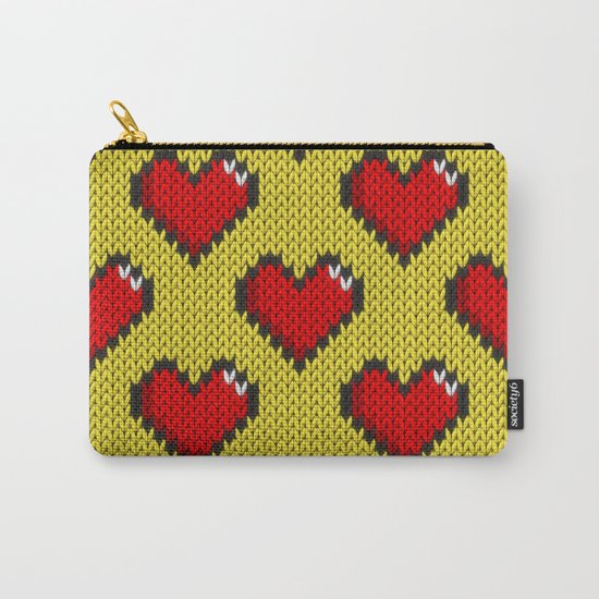Knitted heart pattern - yellow Carry-All Pouch