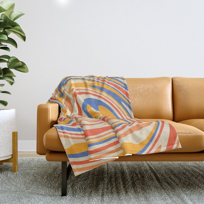 70s Retro Swirl Color Abstract 2 Throw Blanket