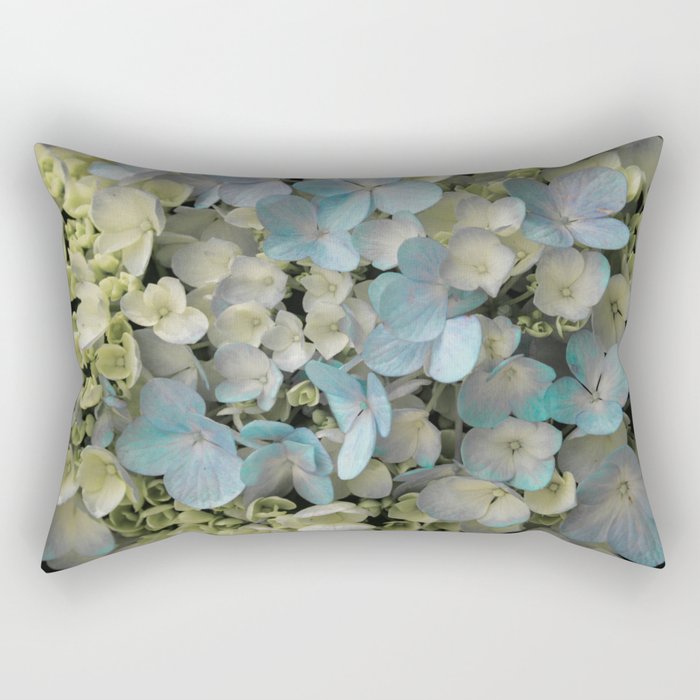 White Spring Hydrangeas Macro Flower Photography, Shabby Chic Spring Flower Decor, Bedroom Decor, Gi Rectangular Pillow
