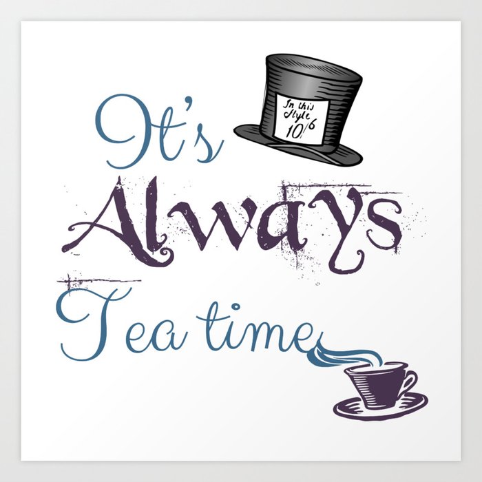 Always Teatime Alice In Wonderland Cafe Tearoom  Small Metal/Steel Wall Sign