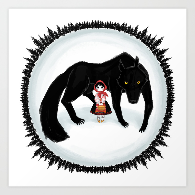 Little Red Riding Hood And The Big Bad Wolf Art Print By Crimson Pumpkin Society6