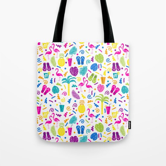 Tropical Summer flamingo bird pineapple nature trendy hipster minimal print children vacation desert Tote Bag