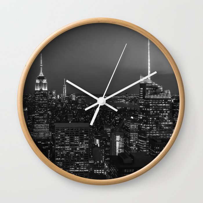 The Empire State and the city. Black & white photography Wall Clock