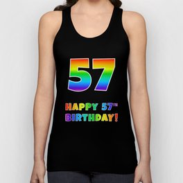 [ Thumbnail: HAPPY 57TH BIRTHDAY - Multicolored Rainbow Spectrum Gradient Tank Top ]