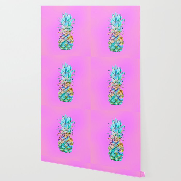 Pink Rainbow Color Splash Pineapple Wallpaper By Christyne Society6