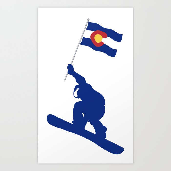 Colorado Snowboard Flag Art Print